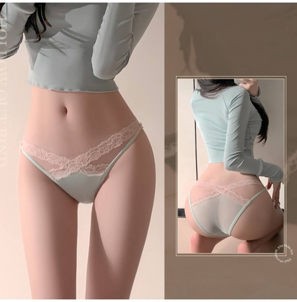 FEE ET MOI - Sexy Lace Sheer Panties (Pink - Green) FEE ET MOI - Sexy Lace Sheer Panties (Pink - Green)